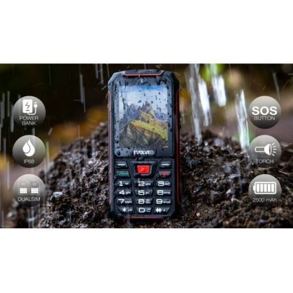 Evolveo - StrongPhone W4 водоустойчив Dual SIM телефон черен/червен