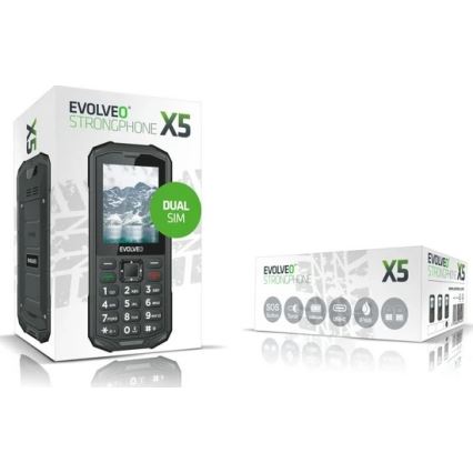 Evolveo - StrongPhone X5 водоустойчив Dual SIM телефон черен/сив