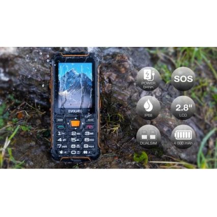 Evolveo - StrongPhone Z6 водоустойчив Dual SIM телефон черен/оранжев