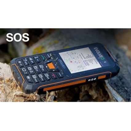 Evolveo - StrongPhone Z6, водоустойчив телефон с две SIM карти, черен/оранжев