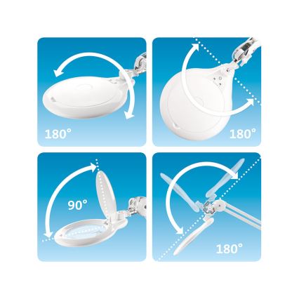 Extol - Димируема LED настолна лампа с лупа LED/10W/230V бяла