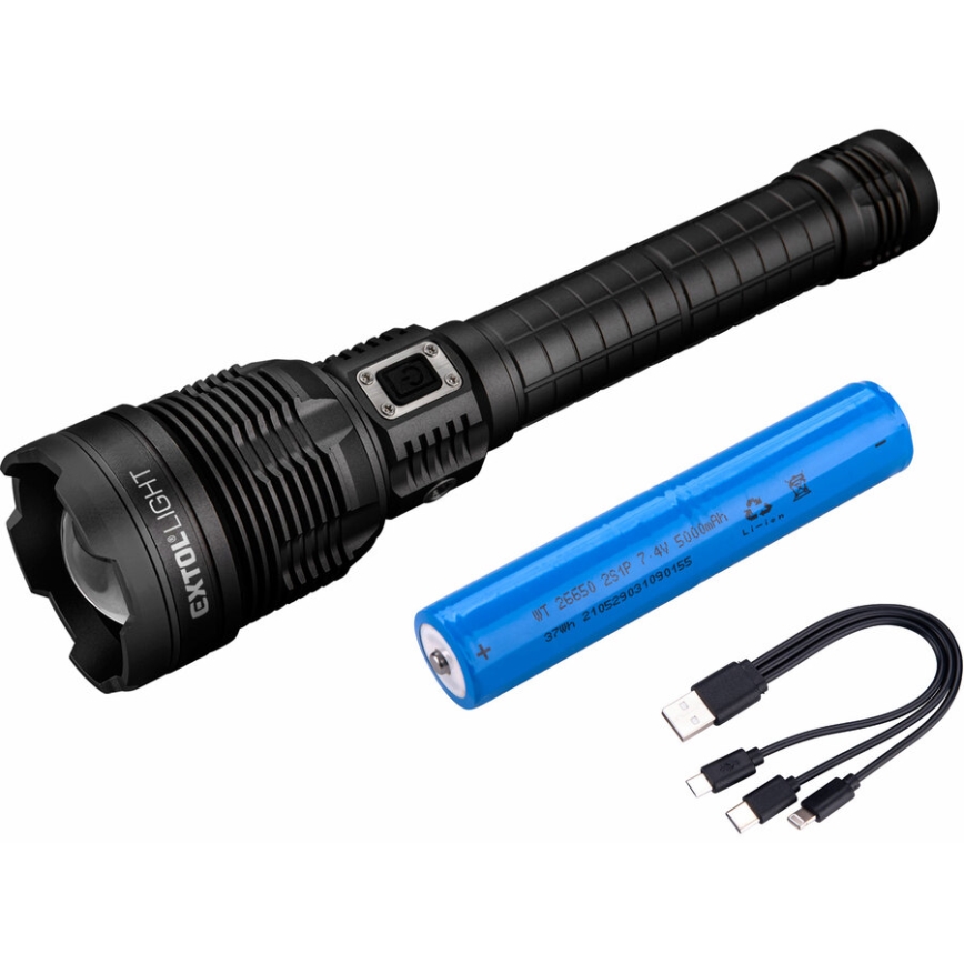 Extol - LED регулируема презареждаема фенер с powerbank LED/60W/10000 mAh 8000 lm IPX4 черен