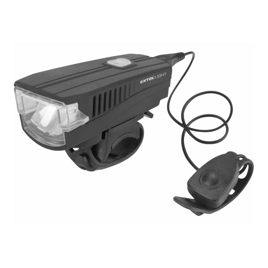 Extol - LED Акумулаторно фенерче с клаксон за велосипед LED/5W/1200 mAh/3,7V IPX4