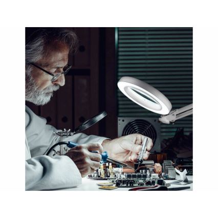 Extol - LED Димируема настолна лампа с лупа LED/8W/5V 2900/4500/7500K бял