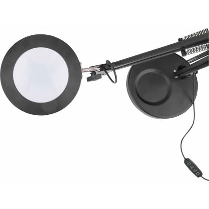 Extol - LED Димируема настолна лампа с лупа LED/8W/5V 2900/4500/7500K черен