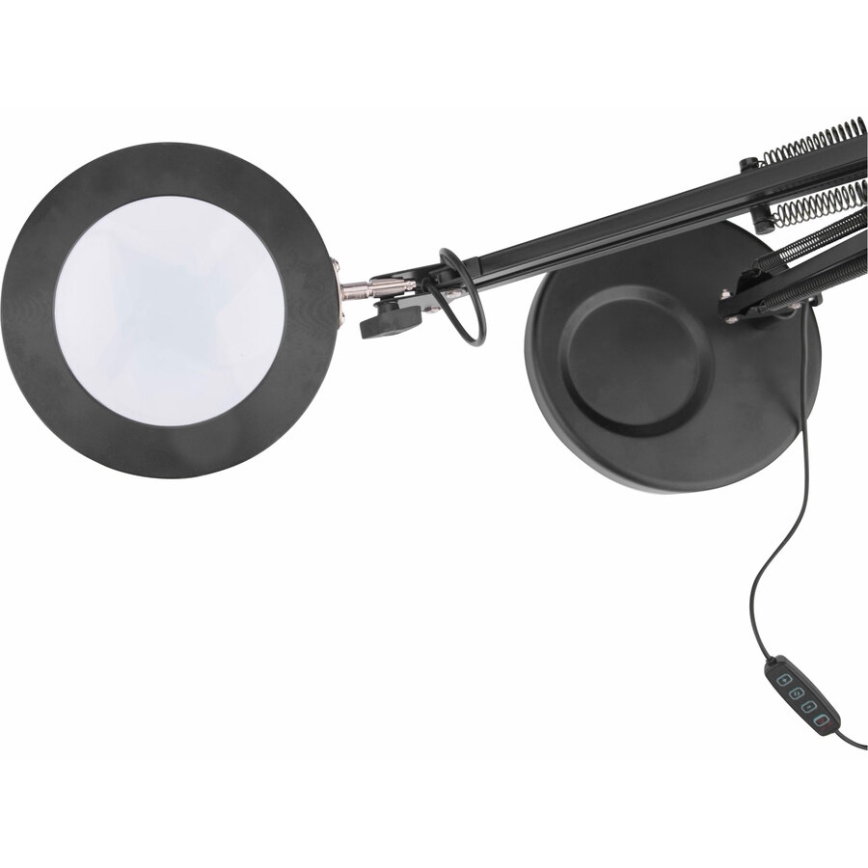 Extol - LED Димируема настолна лампа с лупа LED/8W/5V 2900/4500/7500K черен