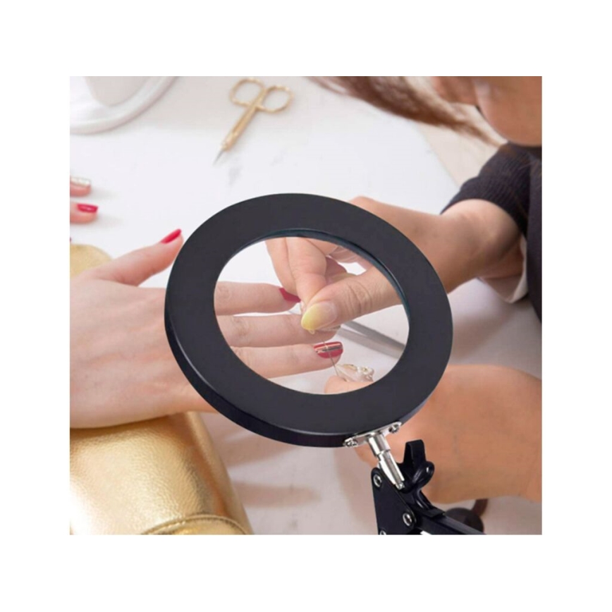 Extol - LED Димируема настолна лампа с лупа LED/8W/5V 2900/4500/7500K черен