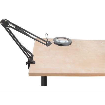 Extol - LED Димируема настолна лампа с лупа LED/8W/5V 2900/4500/7500K черен