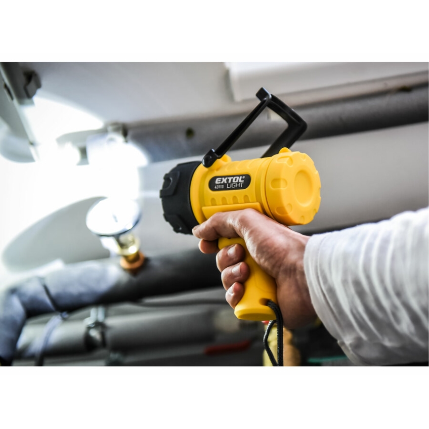 Extol - LED Фенерче LED/5W/4xAA IP67 жълто/черно