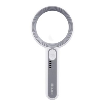 Extol - LED регулируема презареждаема лупа с LED осветление/650 mAh бяла/сива