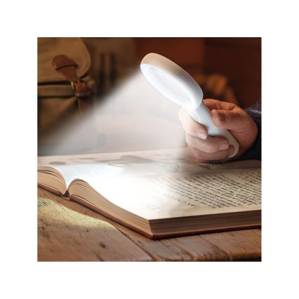 Extol - LED регулируема презареждаема лупа с LED осветление/650 mAh бяла/сива