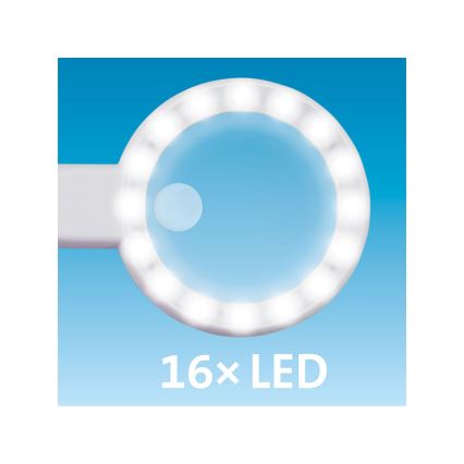 Extol - LED регулируема презареждаема лупа с LED осветление/650 mAh бяла/сива