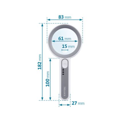 Extol - LED регулируема презареждаема лупа с LED осветление/650 mAh бяла/сива