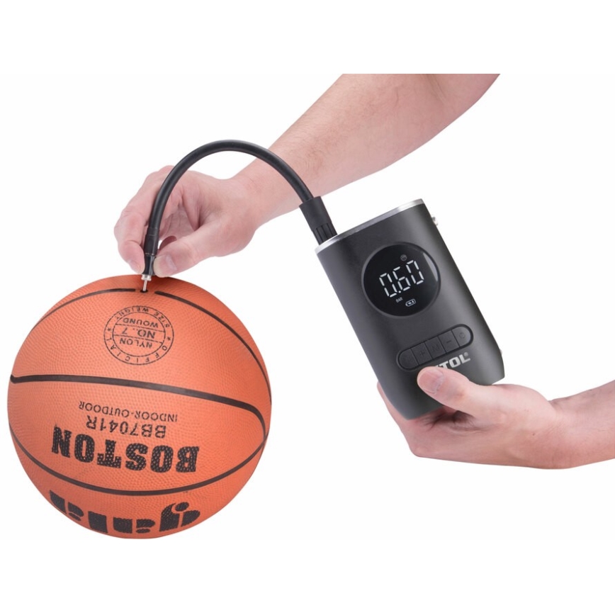 Extol Premium - Цифров джобен компресор 4000 mAh 7,4V черен