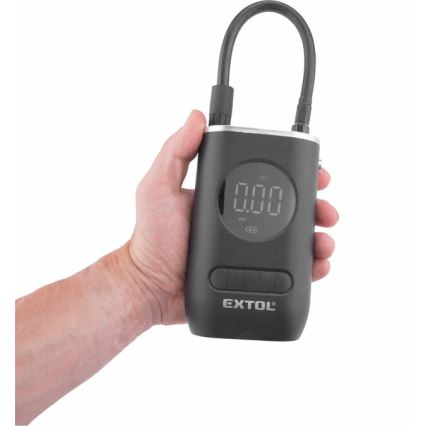 Extol Premium - Дигитален джобен компресор 4000 mAh 7,4V черен