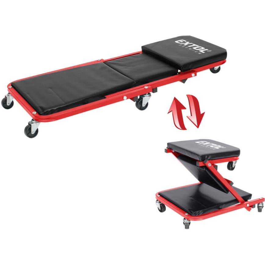 Extol Premium - Монтажна лежанка/седалка на колела 2 в 1