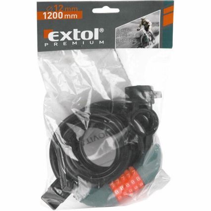 Extol Premium - Катинар за велосипед с трос 12x1200 мм и петцифрен код