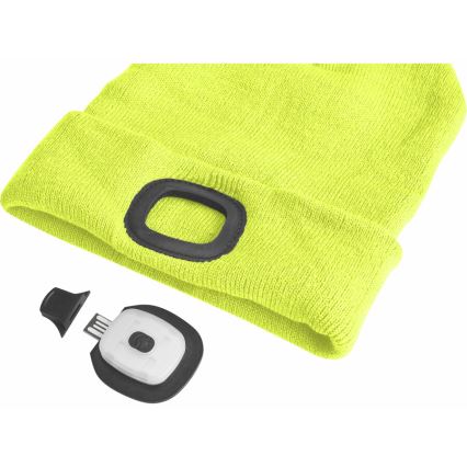 Extol - Шапка с челник и USB зареждане 300 mAh неоново жълта размер UNI