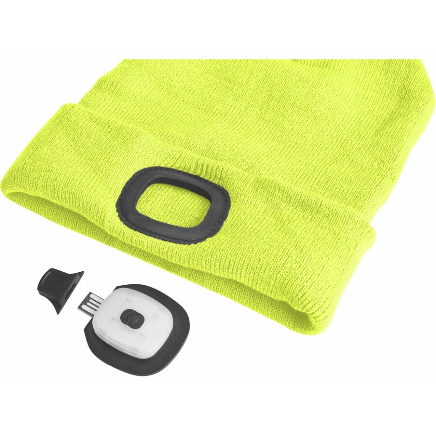 Extol - Шапка с челник и USB зареждане 300 mAh неоново жълта размер UNI