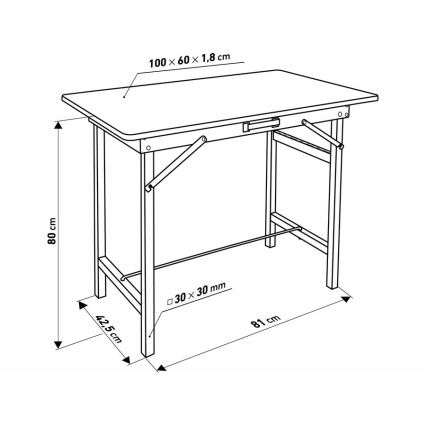 Extol - Сгъваема работна маса 100x60 см кафява/черна