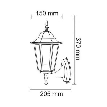 Екстериорен аплик 1xE27/20W/230V IP43 патина