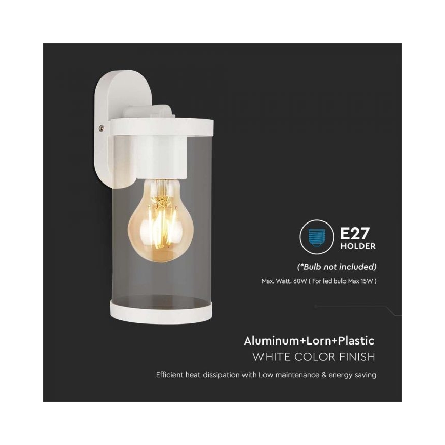 Екстериорен аплик 1xE27/60W/230V IP44 бял