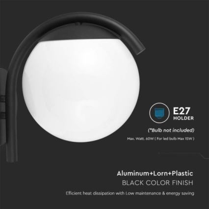 Екстериорен аплик 1xE27/60W/230V IP44 черен