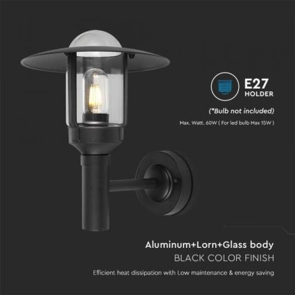 Екстериорен аплик 1xE27/60W/230V IP44 черен