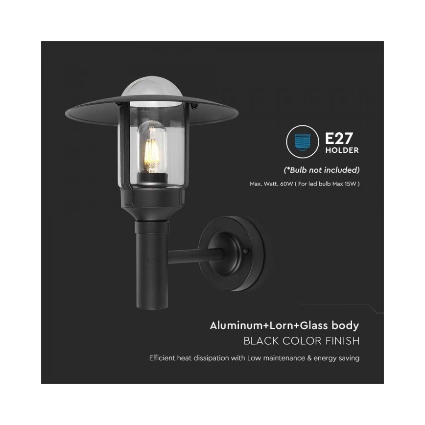 Екстериорен аплик 1xE27/60W/230V IP44 черен