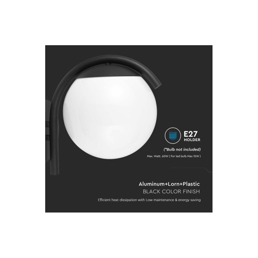 Екстериорен аплик 1xE27/60W/230V IP44 черен