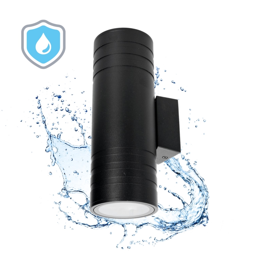 Екстериорен аплик 2xGU10/35W/230V IP54 кръгъл черен