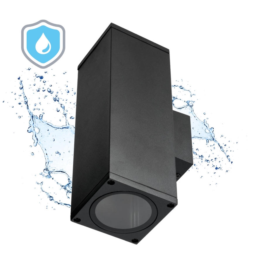 Екстериорен аплик 2xGU10/35W/230V IP54 ъглов черен