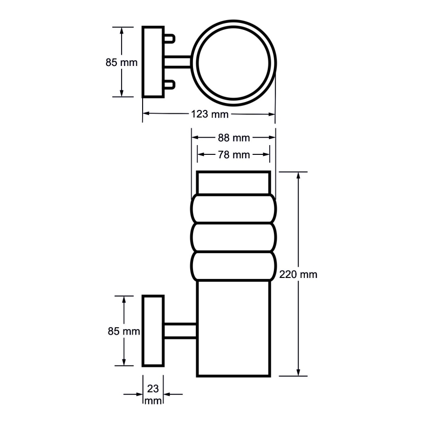 Екстериорен аплик LULA BIS 1xE27/60W/230V IP44 неръждаема стомана