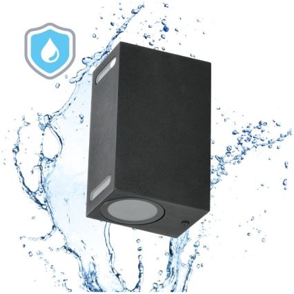 Екстериорен аплик QUERK 2xGU10/35W/230V IP54 15 см черен
