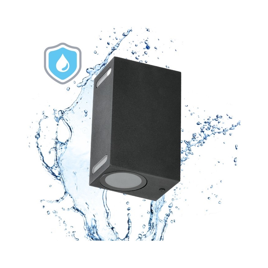 Екстериорен аплик QUERK 2xGU10/35W/230V IP54 15 см черен