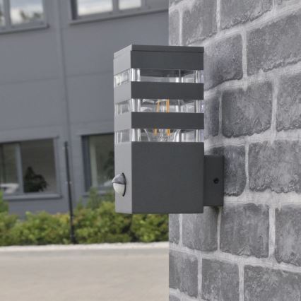 Екстериорен аплик със сензор TEKSAS 1xE27/12W/230V IP44 антрацит