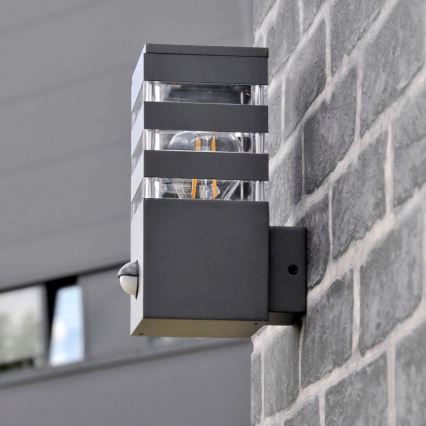 Екстериорен аплик със сензор TEKSAS 1xE27/12W/230V IP44 антрацит