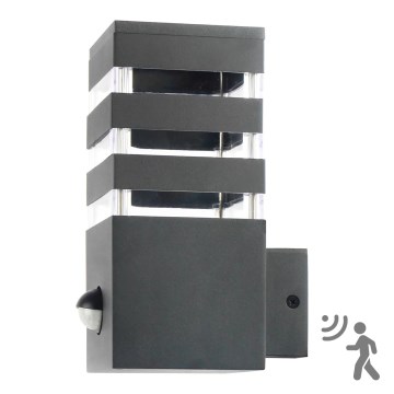 Екстериорен аплик със сензор TEKSAS 1xE27/12W/230V IP44 графитен