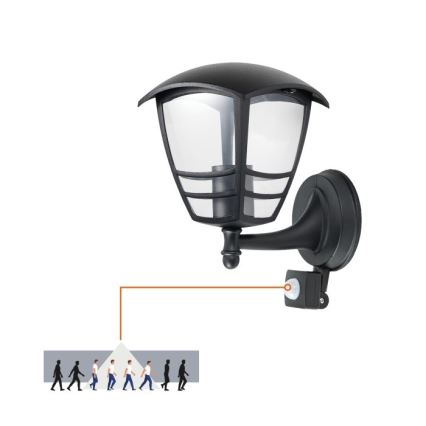 Екстериорен аплик със сензор TEVIO 1xE27/60W/230V IP54 черен