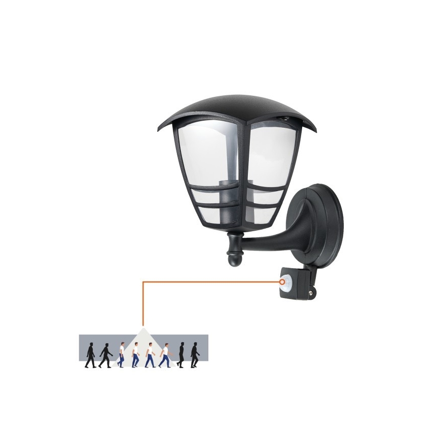 Екстериорен аплик със сензор TEVIO 1xE27/60W/230V IP54 черен