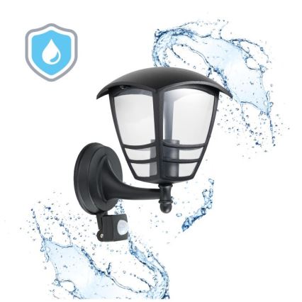 Екстериорен аплик със сензор TEVIO 1xE27/60W/230V IP54 черен