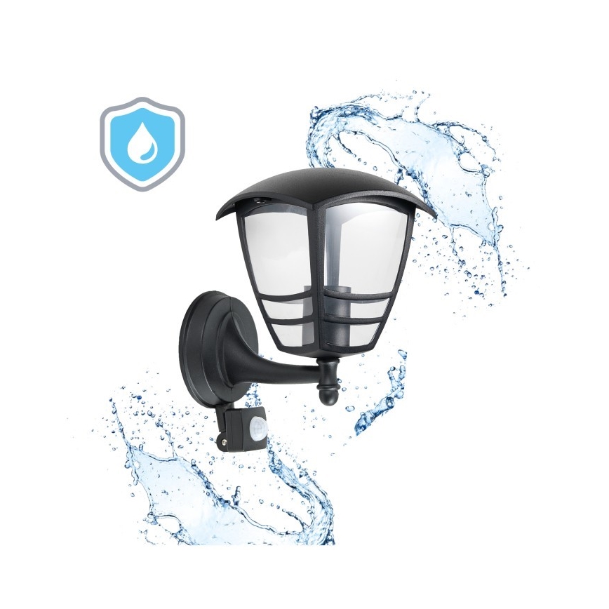 Екстериорен аплик със сензор TEVIO 1xE27/60W/230V IP54 черен