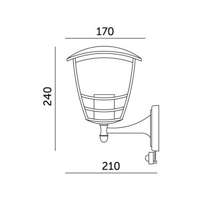 Екстериорен аплик със сензор TEVIO 1xE27/60W/230V IP54 черен