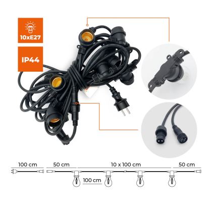 Екстериорен декоративни лампички MIMOSA 10xE27/1,3W/230V IP44 10 m