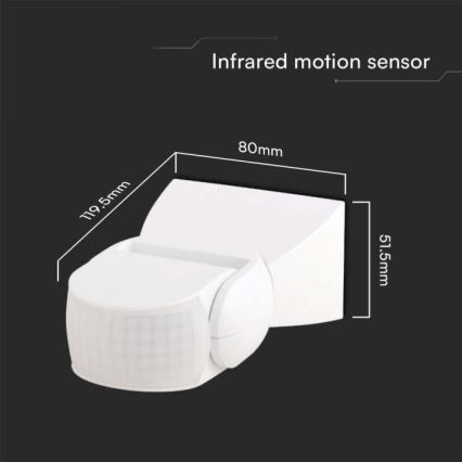 Екстериорен инфрачервен сензор за движение 180° 230V IP65 бял