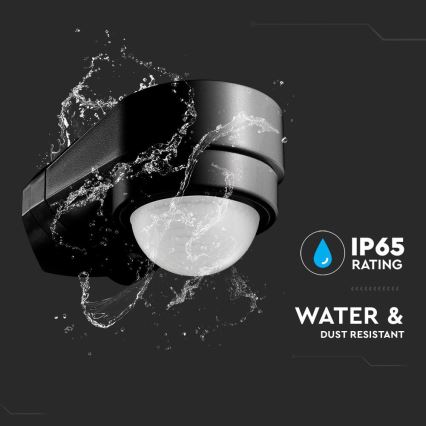 Екстериорен инфрачервен сензор за движение 240° 600W/230V IP65 черен
