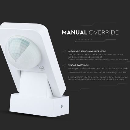 Екстериорен инфрачервен сензор за движение 360° 1000W/230V IP65 бял