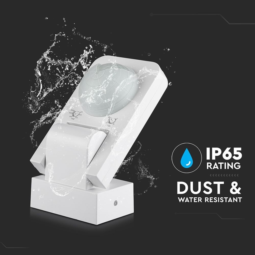 Екстериорен инфрачервен сензор за движение 360° 1000W/230V IP65 бял