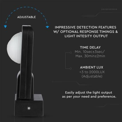 Екстериорен инфрачервен сензор за движение 360° 1000W/230V IP65 черен
