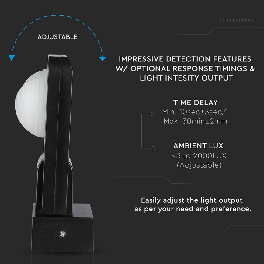 Екстериорен инфрачервен сензор за движение 360° 1000W/230V IP65 черен